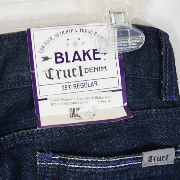 CRUEL DENIM Blake Jean 25/0 Dark Low Slim Boot NWT - Picture 2 of 8